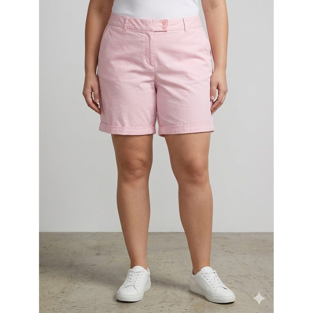 Vineyard Vines Womens Pink Chino Shorts Size 16 Cuffed Cotton Stretch Preppy